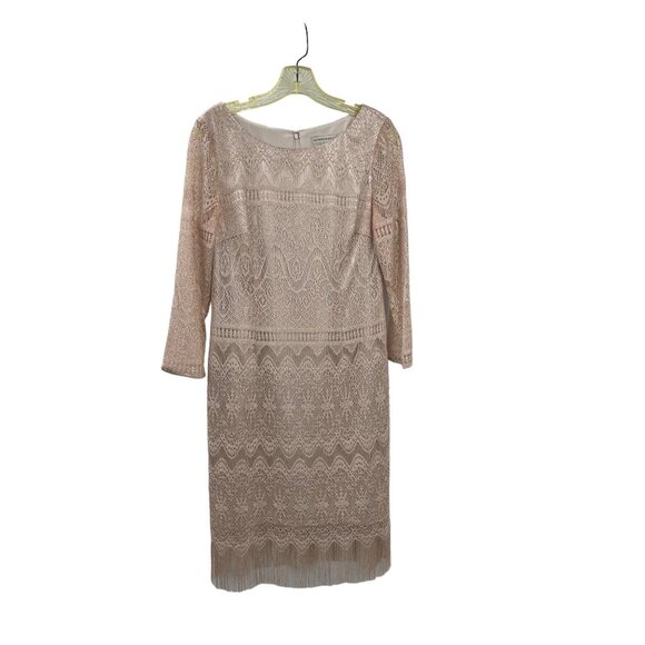 Katherine Kelly Dresses & Skirts - Katherine Kelly Dress Womens 8 Used Beige w/Silver Shimmer Fringe